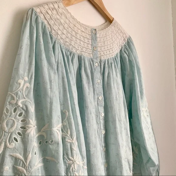 LoveShackFancy Light Blue Puff Sleeve Blouse - Picture 10 of 13